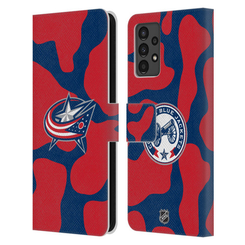 NHL Columbus Blue Jackets Cow Pattern Leather Book Wallet Case Cover For Samsung Galaxy A13 (2022)