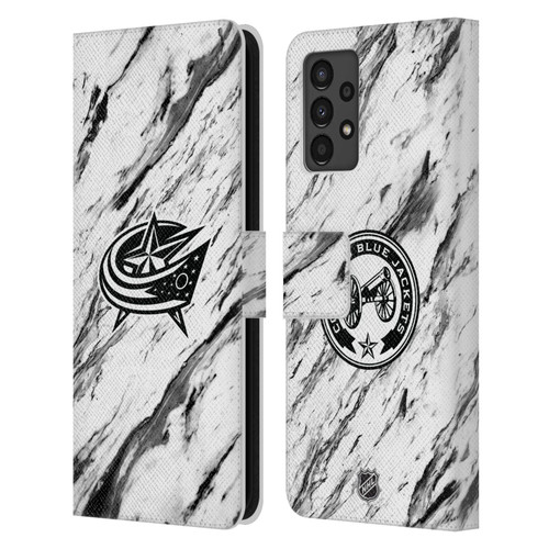 NHL Columbus Blue Jackets Marble Leather Book Wallet Case Cover For Samsung Galaxy A13 (2022)