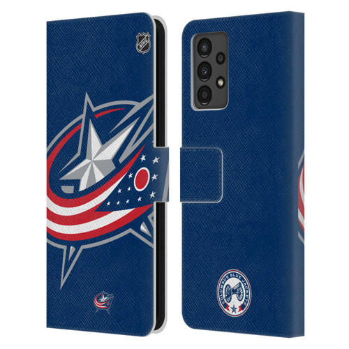 NHL Columbus Blue Jackets Oversized Leather Book Wallet Case Cover For Samsung Galaxy A13 (2022)