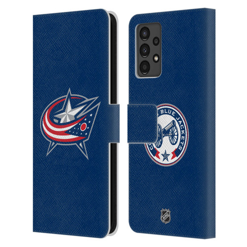 NHL Columbus Blue Jackets Plain Leather Book Wallet Case Cover For Samsung Galaxy A13 (2022)