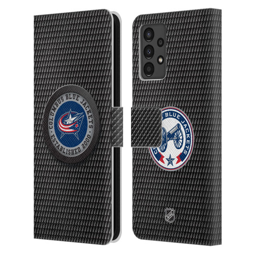 NHL Columbus Blue Jackets Puck Texture Leather Book Wallet Case Cover For Samsung Galaxy A13 (2022)