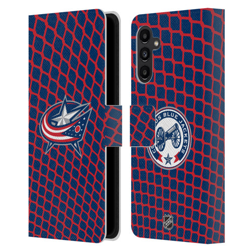 NHL Columbus Blue Jackets Net Pattern Leather Book Wallet Case Cover For Samsung Galaxy A13 5G (2021)