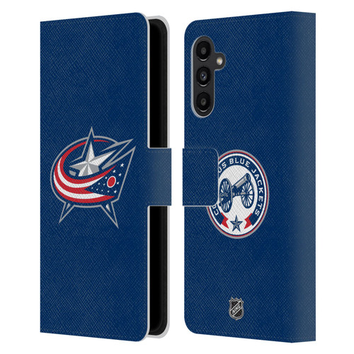 NHL Columbus Blue Jackets Plain Leather Book Wallet Case Cover For Samsung Galaxy A13 5G (2021)