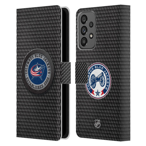 NHL Columbus Blue Jackets Puck Texture Leather Book Wallet Case Cover For Samsung Galaxy A73 5G (2022)