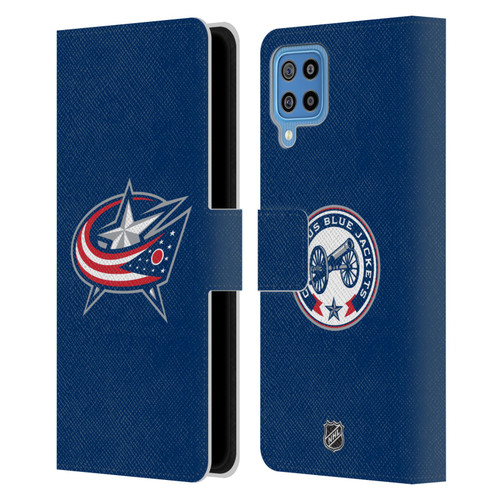 NHL Columbus Blue Jackets Plain Leather Book Wallet Case Cover For Samsung Galaxy F22 (2021)