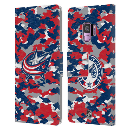 NHL Columbus Blue Jackets Camouflage Leather Book Wallet Case Cover For Samsung Galaxy S9