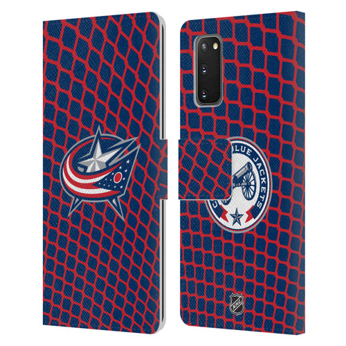NHL Columbus Blue Jackets Net Pattern Leather Book Wallet Case Cover For Samsung Galaxy S20 / S20 5G