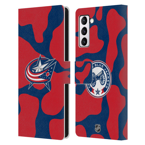 NHL Columbus Blue Jackets Cow Pattern Leather Book Wallet Case Cover For Samsung Galaxy S21+ 5G