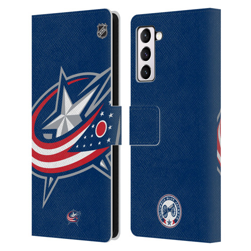 NHL Columbus Blue Jackets Oversized Leather Book Wallet Case Cover For Samsung Galaxy S21+ 5G