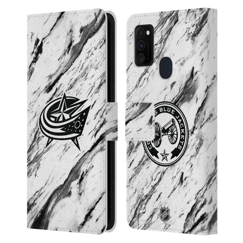 NHL Columbus Blue Jackets Marble Leather Book Wallet Case Cover For Samsung Galaxy M30s (2019)/M21 (2020)