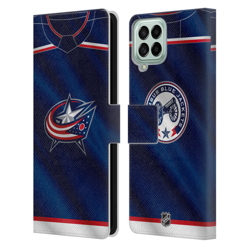 NHL Columbus Blue Jackets Jersey Leather Book Wallet Case Cover For Samsung Galaxy M53 (2022)