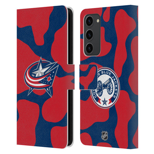 NHL Columbus Blue Jackets Cow Pattern Leather Book Wallet Case Cover For Samsung Galaxy S23+ 5G