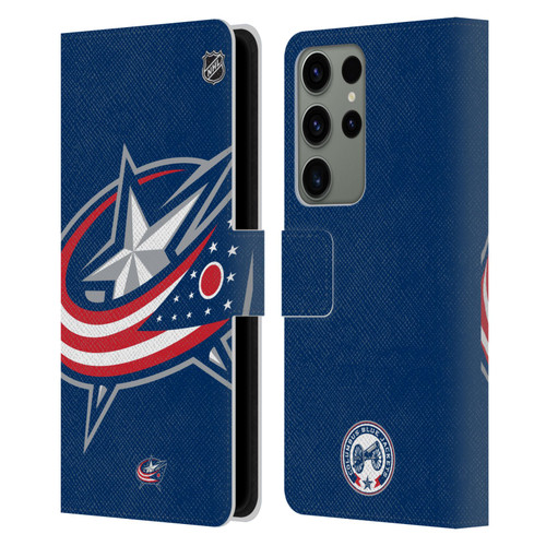 NHL Columbus Blue Jackets Oversized Leather Book Wallet Case Cover For Samsung Galaxy S23 Ultra 5G
