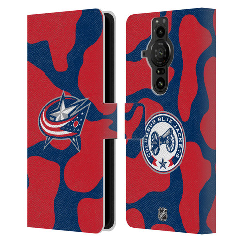 NHL Columbus Blue Jackets Cow Pattern Leather Book Wallet Case Cover For Sony Xperia Pro-I