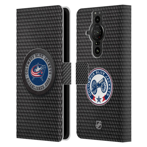 NHL Columbus Blue Jackets Puck Texture Leather Book Wallet Case Cover For Sony Xperia Pro-I