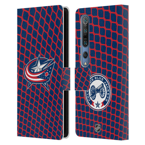 NHL Columbus Blue Jackets Net Pattern Leather Book Wallet Case Cover For Xiaomi Mi 10 5G / Mi 10 Pro 5G