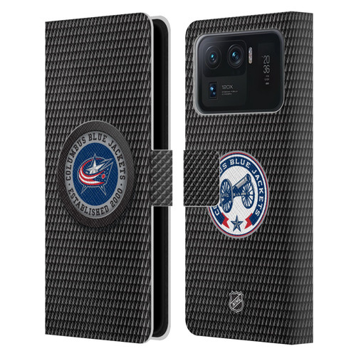 NHL Columbus Blue Jackets Puck Texture Leather Book Wallet Case Cover For Xiaomi Mi 11 Ultra