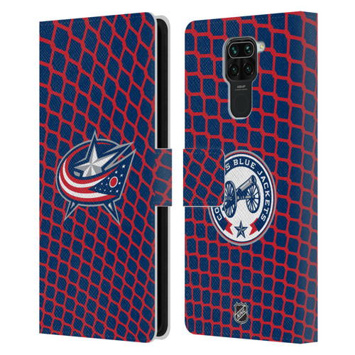 NHL Columbus Blue Jackets Net Pattern Leather Book Wallet Case Cover For Xiaomi Redmi Note 9 / Redmi 10X 4G