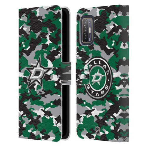 NHL Dallas Stars Camouflage Leather Book Wallet Case Cover For HTC Desire 21 Pro 5G