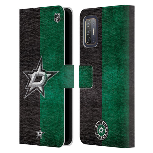 NHL Dallas Stars Half Distressed Leather Book Wallet Case Cover For HTC Desire 21 Pro 5G