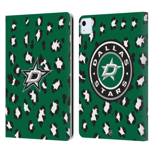 NHL Dallas Stars Leopard Patten Leather Book Wallet Case Cover For Apple iPad Air 2020 / 2022