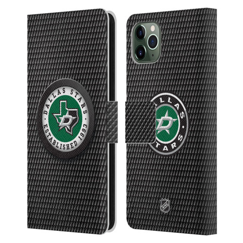 NHL Dallas Stars Puck Texture Leather Book Wallet Case Cover For Apple iPhone 11 Pro Max