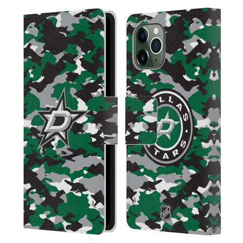 NHL Dallas Stars Camouflage Leather Book Wallet Case Cover For Apple iPhone 11 Pro