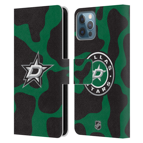 NHL Dallas Stars Cow Pattern Leather Book Wallet Case Cover For Apple iPhone 12 / iPhone 12 Pro