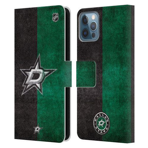 NHL Dallas Stars Half Distressed Leather Book Wallet Case Cover For Apple iPhone 12 / iPhone 12 Pro