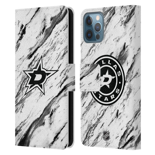 NHL Dallas Stars Marble Leather Book Wallet Case Cover For Apple iPhone 12 / iPhone 12 Pro