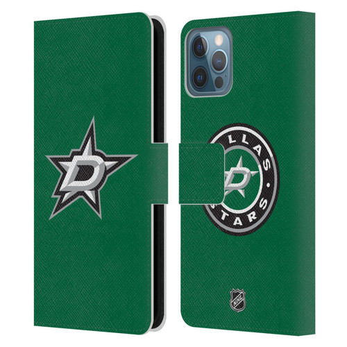 NHL Dallas Stars Plain Leather Book Wallet Case Cover For Apple iPhone 12 / iPhone 12 Pro
