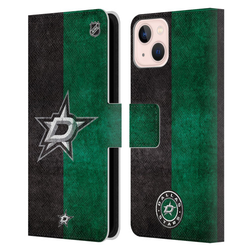 NHL Dallas Stars Half Distressed Leather Book Wallet Case Cover For Apple iPhone 13