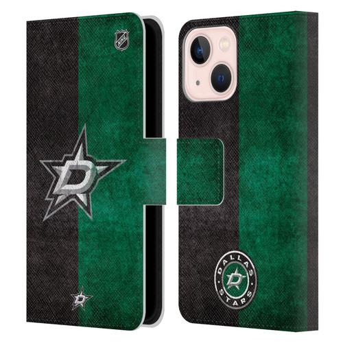 NHL Dallas Stars Half Distressed Leather Book Wallet Case Cover For Apple iPhone 13 Mini