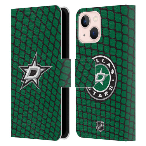 NHL Dallas Stars Net Pattern Leather Book Wallet Case Cover For Apple iPhone 13 Mini