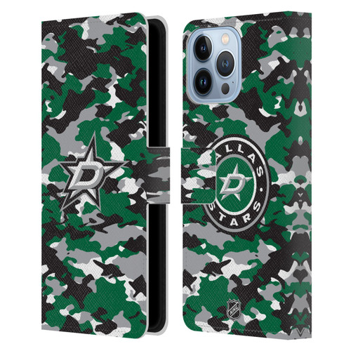 NHL Dallas Stars Camouflage Leather Book Wallet Case Cover For Apple iPhone 13 Pro Max