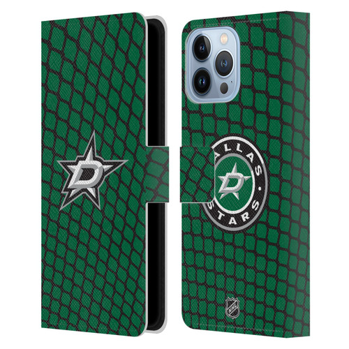 NHL Dallas Stars Net Pattern Leather Book Wallet Case Cover For Apple iPhone 13 Pro Max