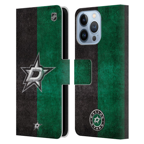 NHL Dallas Stars Half Distressed Leather Book Wallet Case Cover For Apple iPhone 13 Pro