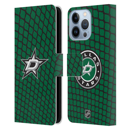 NHL Dallas Stars Net Pattern Leather Book Wallet Case Cover For Apple iPhone 13 Pro