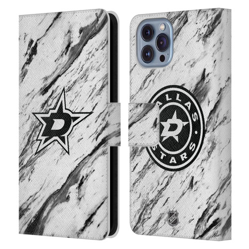 NHL Dallas Stars Marble Leather Book Wallet Case Cover For Apple iPhone 14