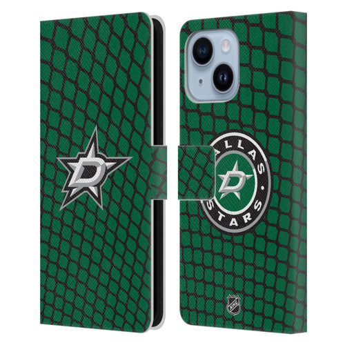 NHL Dallas Stars Net Pattern Leather Book Wallet Case Cover For Apple iPhone 14 Plus