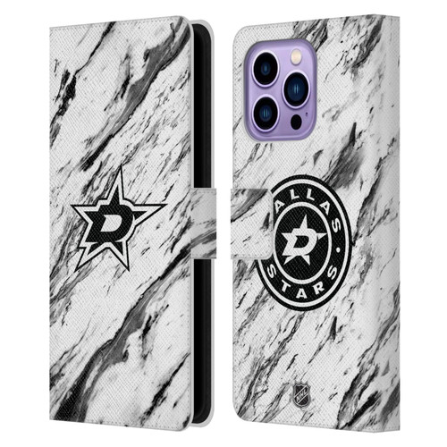 NHL Dallas Stars Marble Leather Book Wallet Case Cover For Apple iPhone 14 Pro Max