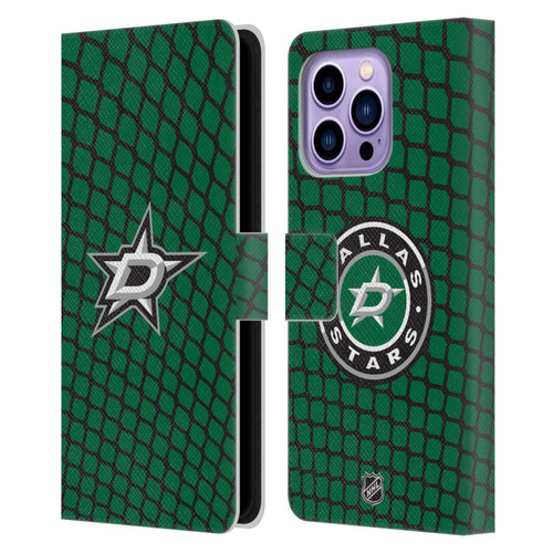 NHL Dallas Stars Net Pattern Leather Book Wallet Case Cover For Apple iPhone 14 Pro Max