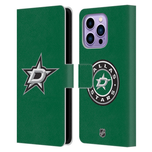 NHL Dallas Stars Plain Leather Book Wallet Case Cover For Apple iPhone 14 Pro Max