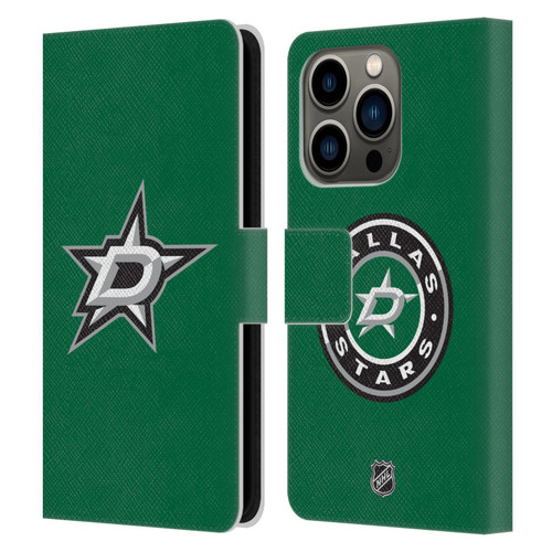 NHL Dallas Stars Plain Leather Book Wallet Case Cover For Apple iPhone 14 Pro