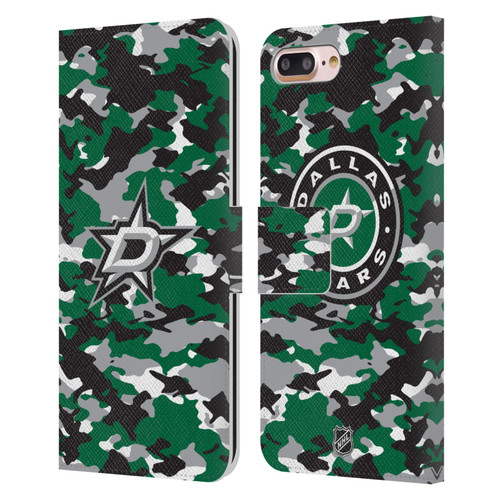 NHL Dallas Stars Camouflage Leather Book Wallet Case Cover For Apple iPhone 7 Plus / iPhone 8 Plus