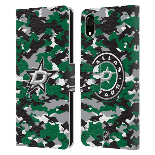 NHL Dallas Stars Camouflage Leather Book Wallet Case Cover For Apple iPhone XR