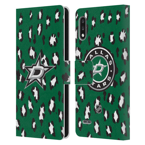 NHL Dallas Stars Leopard Patten Leather Book Wallet Case Cover For LG K22