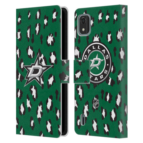 NHL Dallas Stars Leopard Patten Leather Book Wallet Case Cover For Nokia C2 2nd Edition