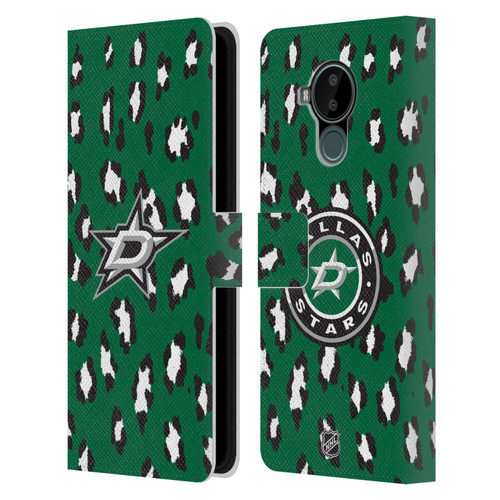 NHL Dallas Stars Leopard Patten Leather Book Wallet Case Cover For Nokia C30