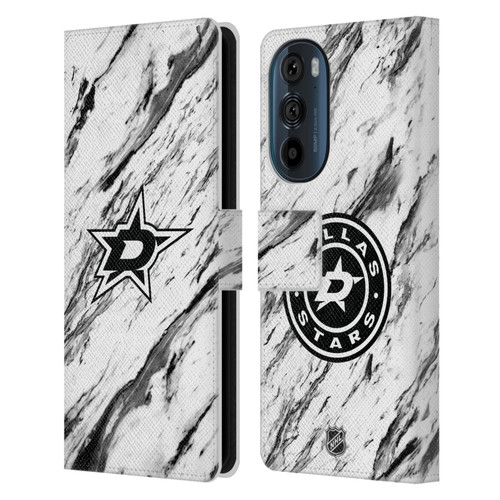 NHL Dallas Stars Marble Leather Book Wallet Case Cover For Motorola Edge 30